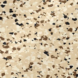Shoreline FB-421 flake swatch: warm sandy cream and ivory with brown and a few black chips